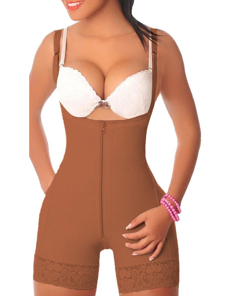

Body Shaper Tummy Control Butt Lifter Waist Trainer Chest Support Slimming Underbust Corset Shapewear, Coffee
