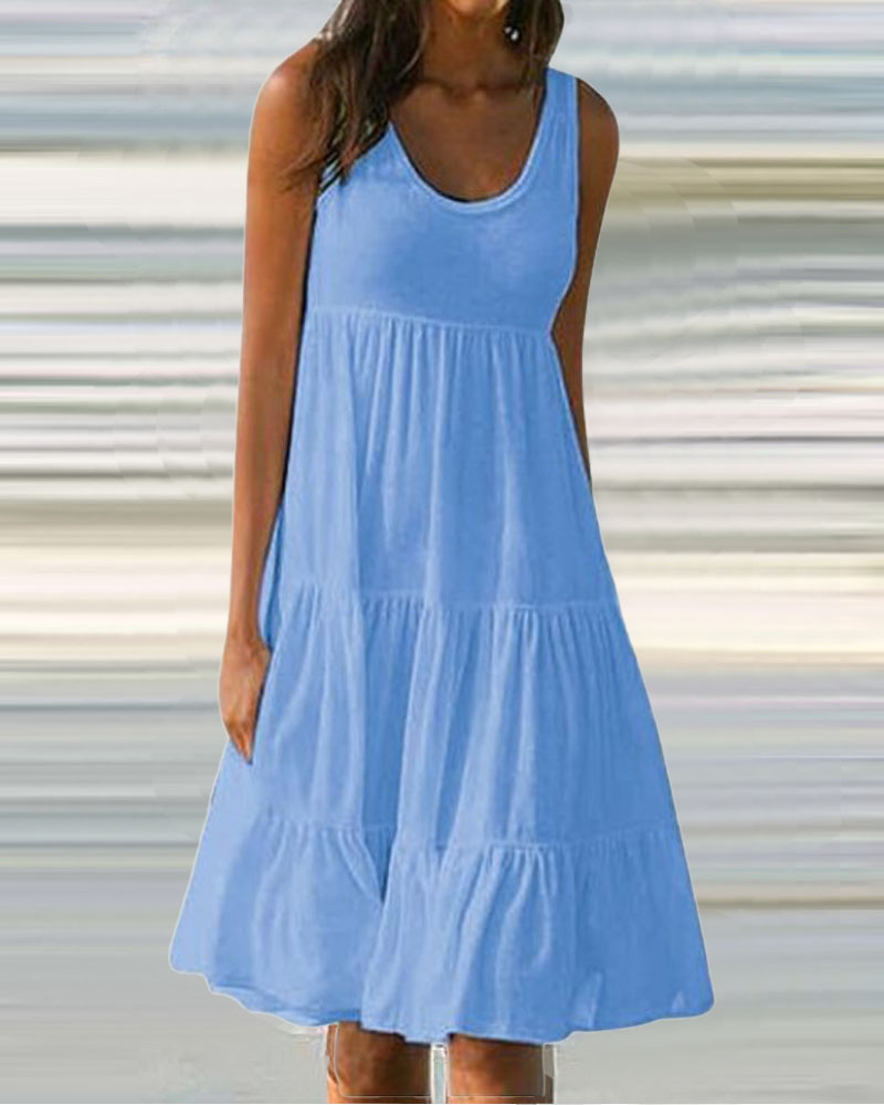 Sleeveless Ruffle Hem Casual Dress