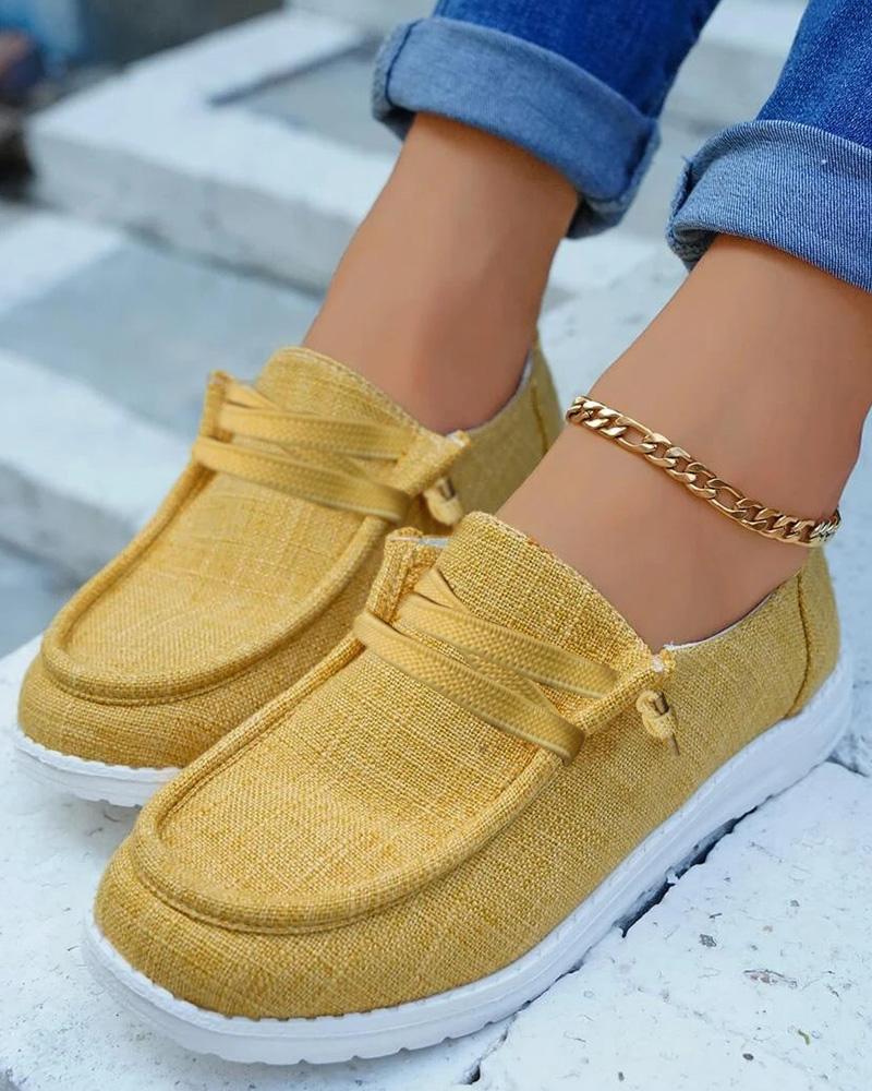 

Lace-up Square Toe Casual Loafers, Yellow