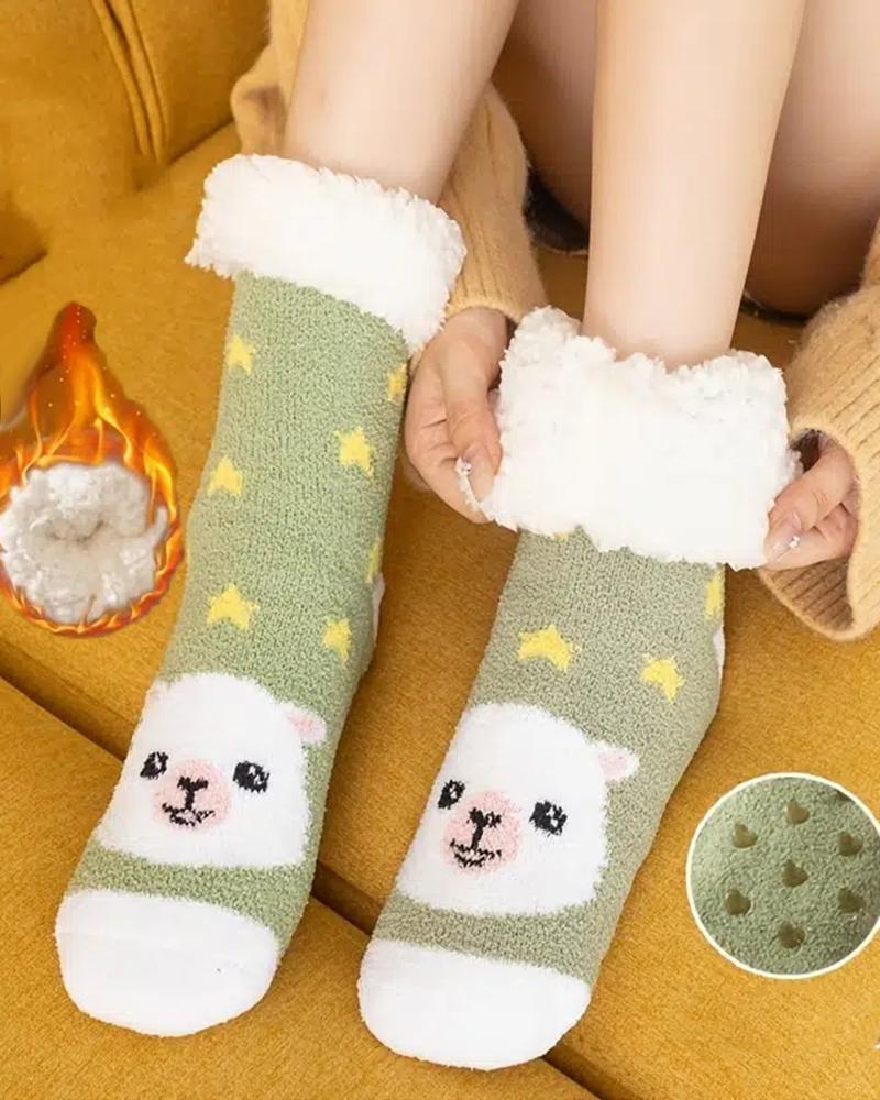 

1Pair Star Puppy Fuzzy Thermal Socks, White