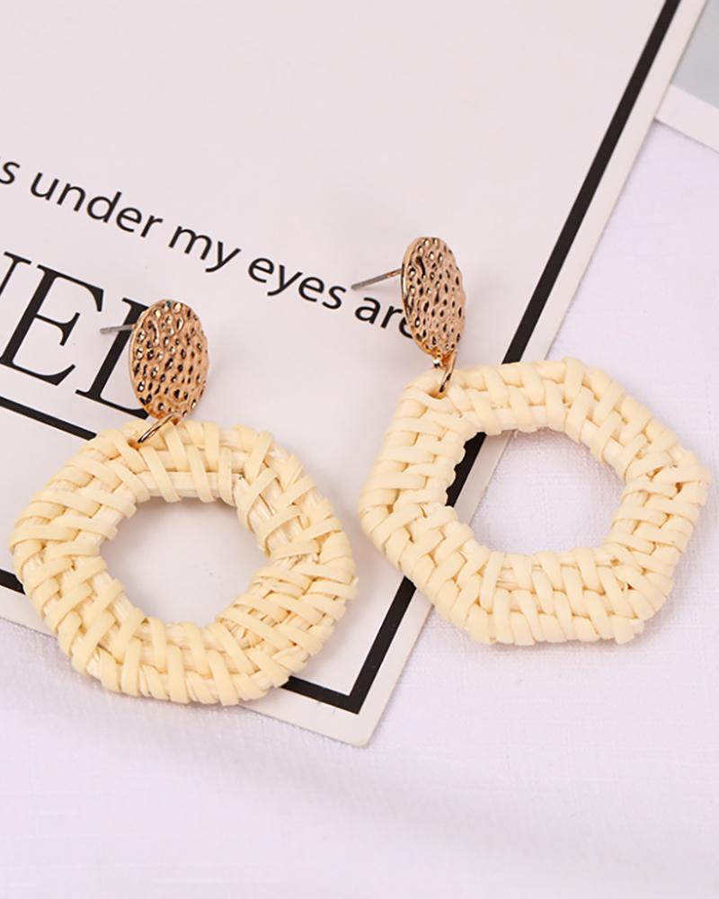 

1Pair Geo Shaped Braided Drop Earrings, Style1