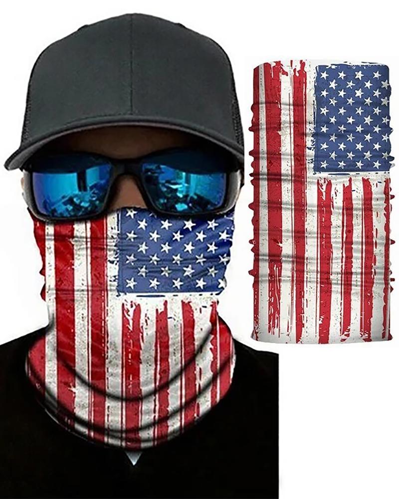 

American Flag Print Breathable Face Bandana Magic Scarf Headwrap Balaclava, Red