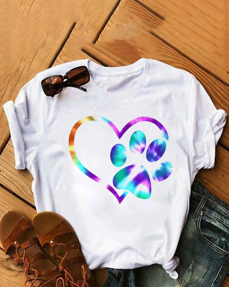 

Mixed Print Short Sleeve Casual T-shirt, Style2