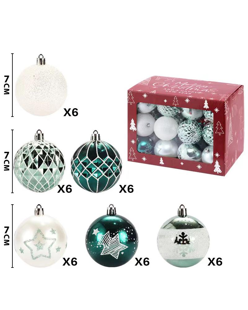 

36pcs Christmas Print Balls 7cm Plastic Decoration For Home Tree Decorations, Blue