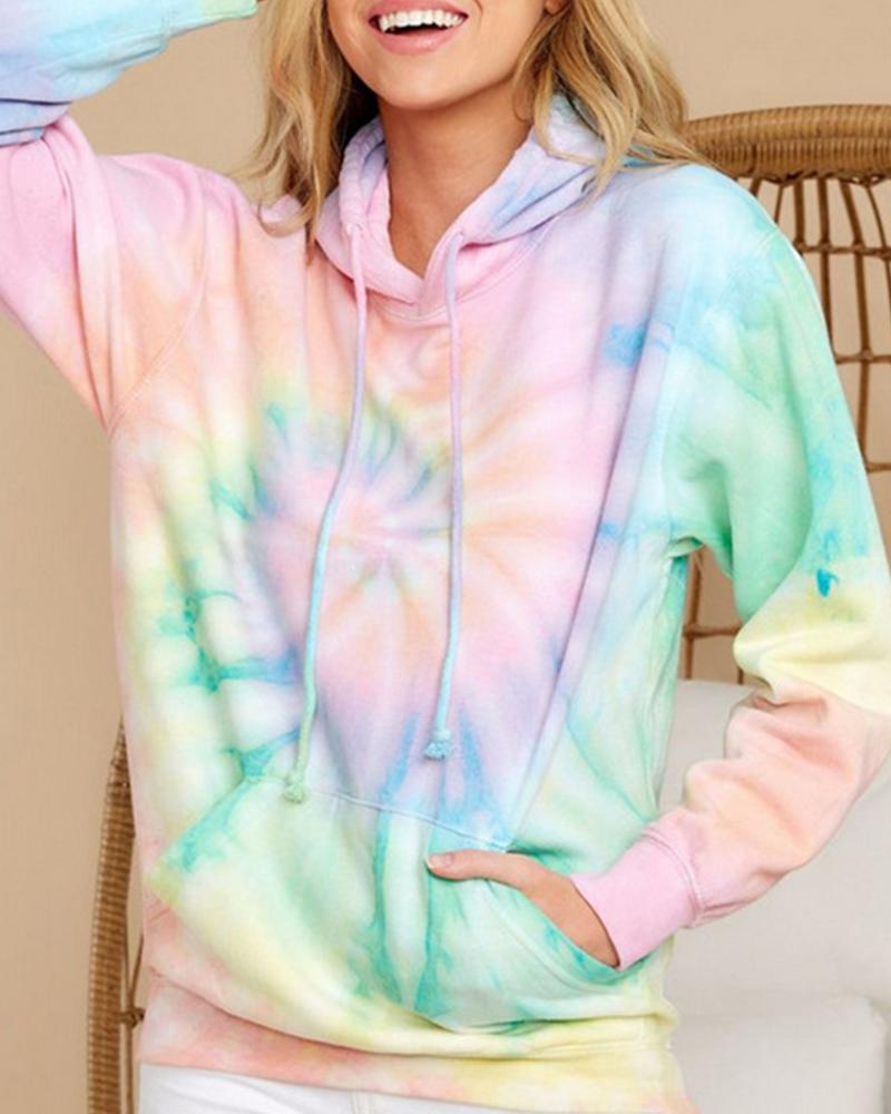 

Tie Dye Gradient Long Sleeve Loose Sweatshirts, Green