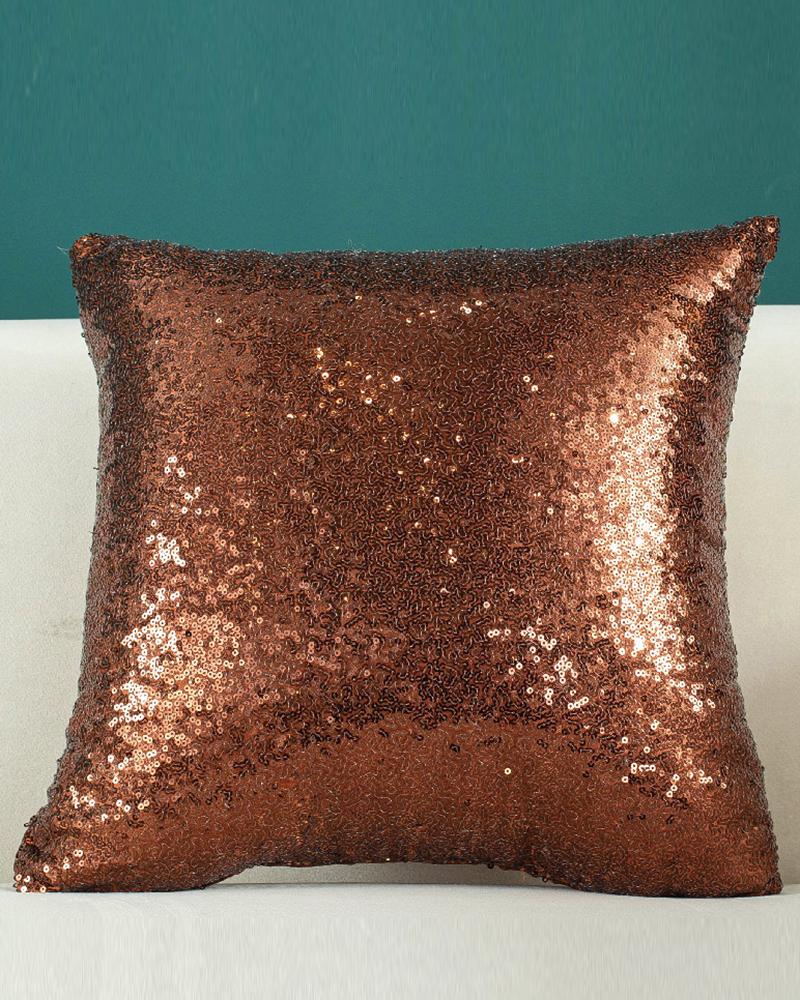 

1pc Christmas Allover Sequin Pillow Cover 18x18inch Farmhouse Pillow Cover Holiday Rustic Linen Pillow Case Sofa Couch Throw Christmas Decoration, Brown