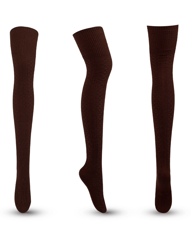 

1Pair Thigh High Knit Leg Warmers Long Boot Socks, Coffee