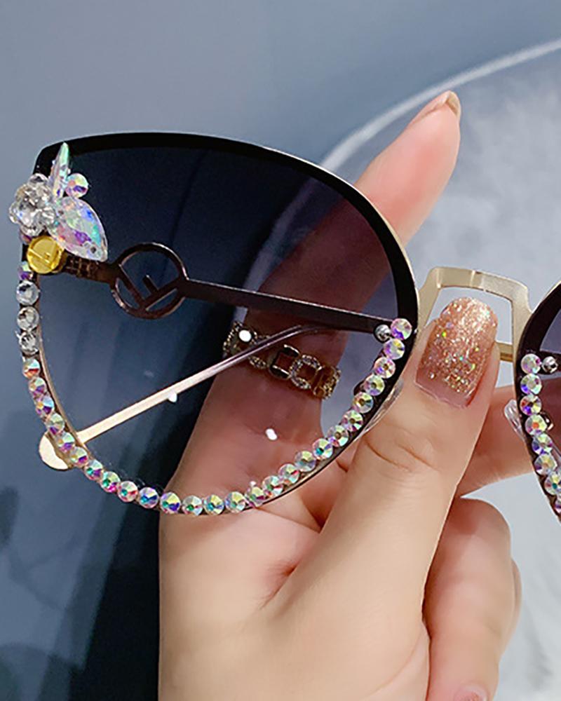 

1Pair Rhinestone Decor Retro Tinted Lens Cat Eye Frame Sunglasses, Style6