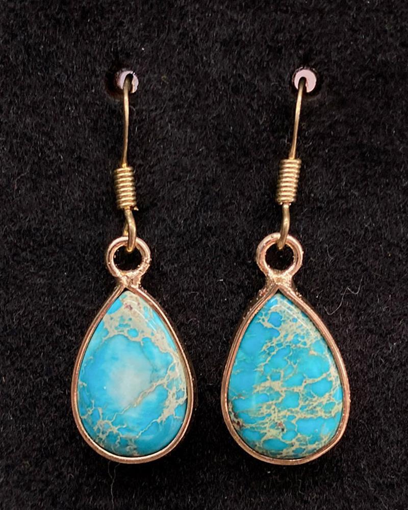 

1Pair Bohemian Natural Stone Water Drop Earrings, Blue