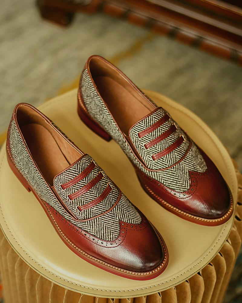 

Colorblock Hollow Out Oxfords Shoes, Coffee