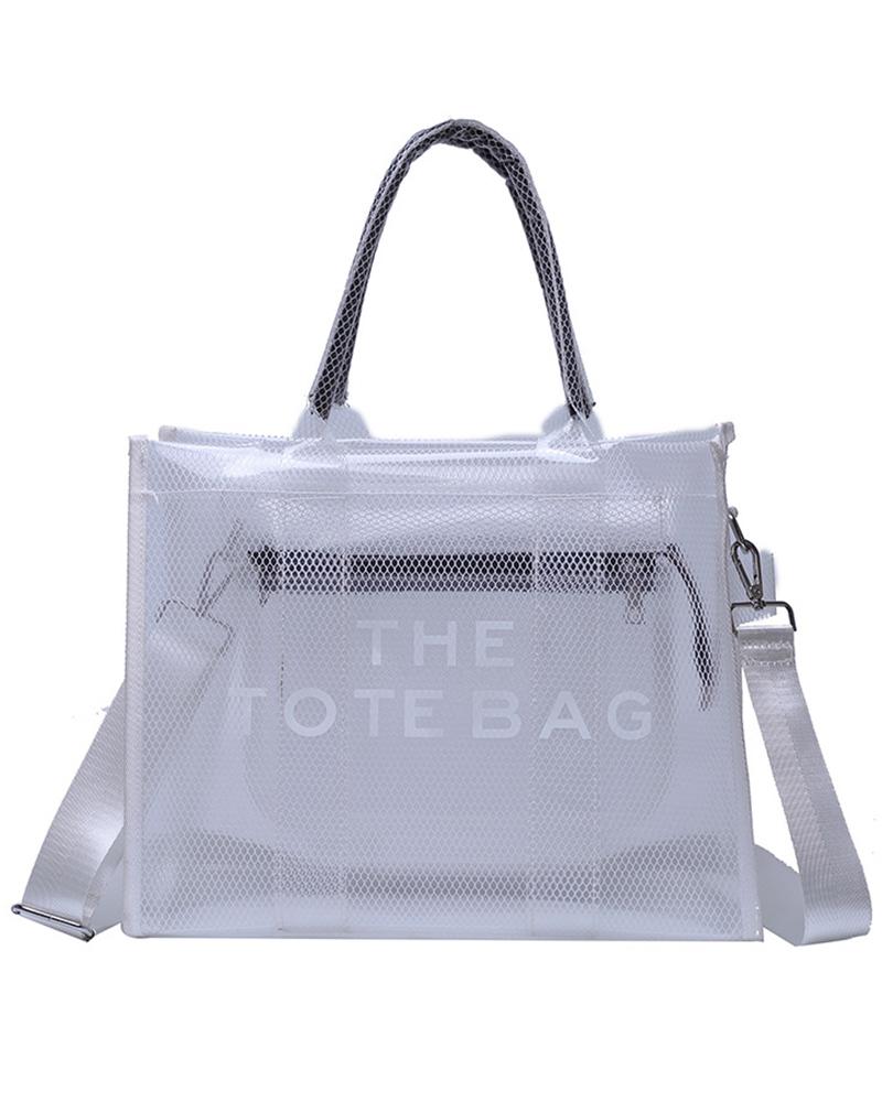 

Travel Versatile Transparent Shoulder Tote Bags, White