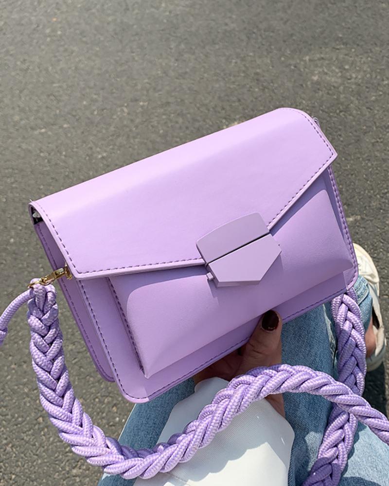 

Flap Square Plain Crossbody Bag, Purple