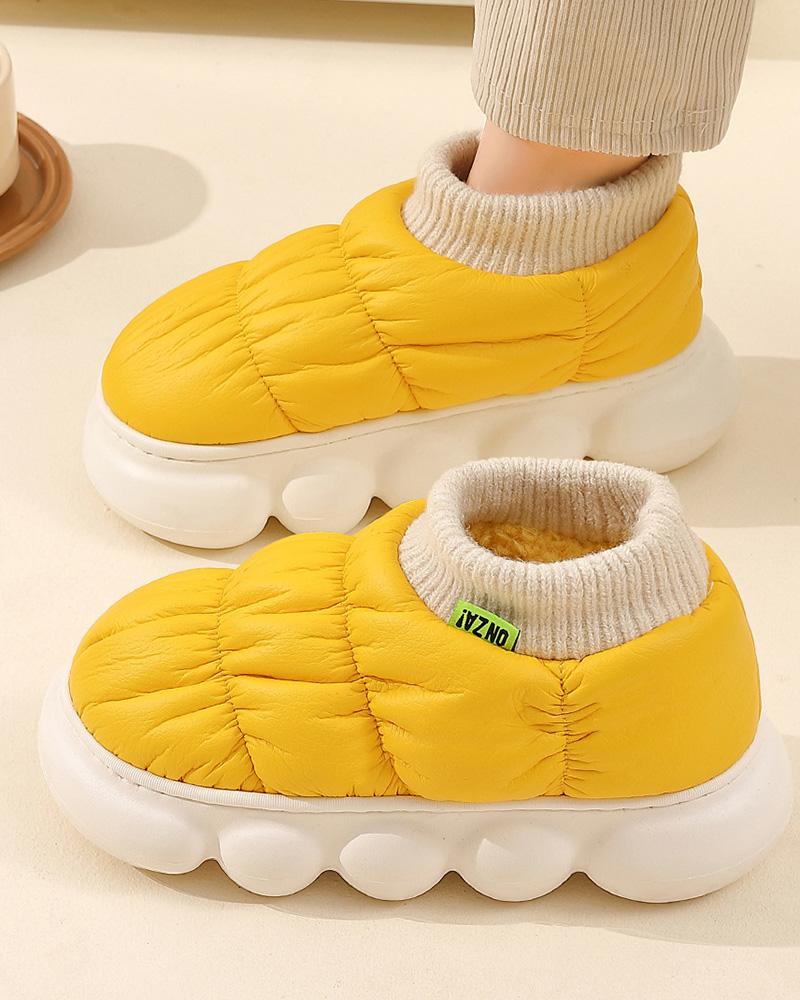 

Lined Quilted Platform Slipper Boots, Yellow