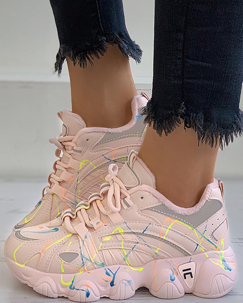 

Colorblock Lace-up Chunky Sneaker, Pink