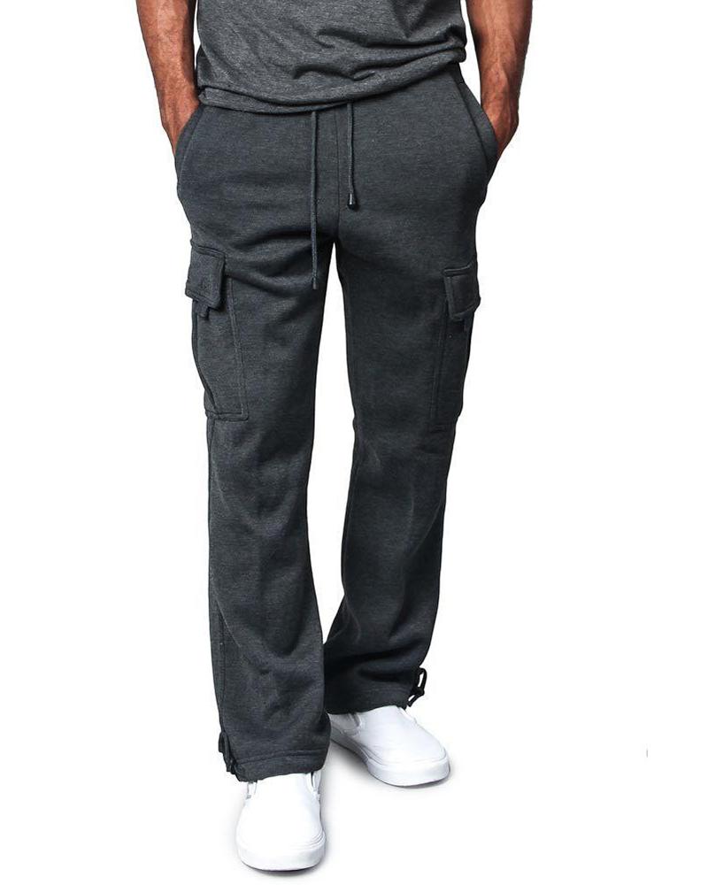 

Solid Long Overall Cargo Pants, Dark grey