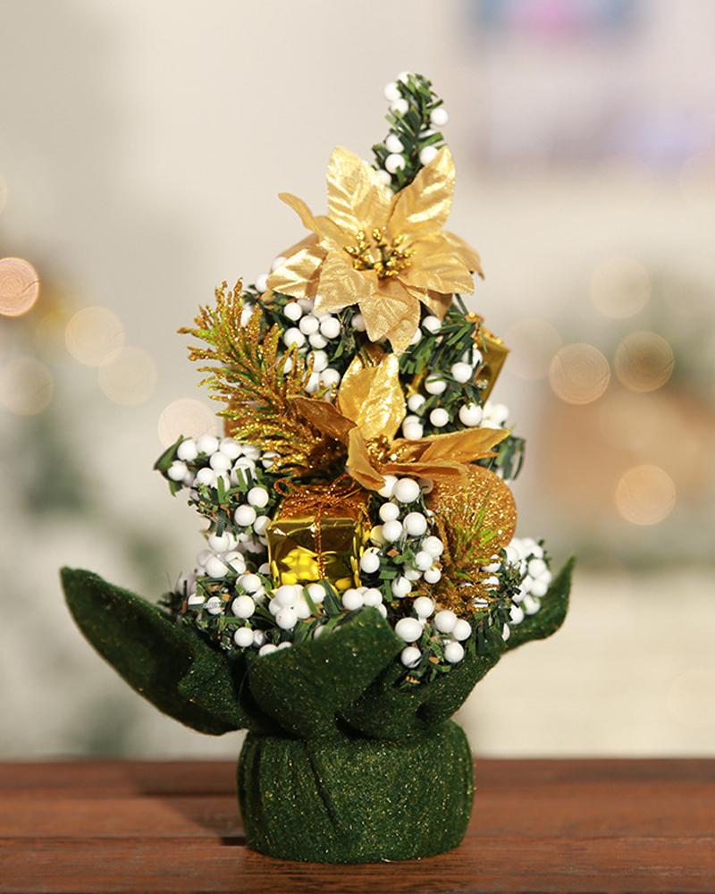 

1pc Mini Christmas Tree Tabletop Christmas Tree With Christmas Ball Ornament Table Decoration, Style5