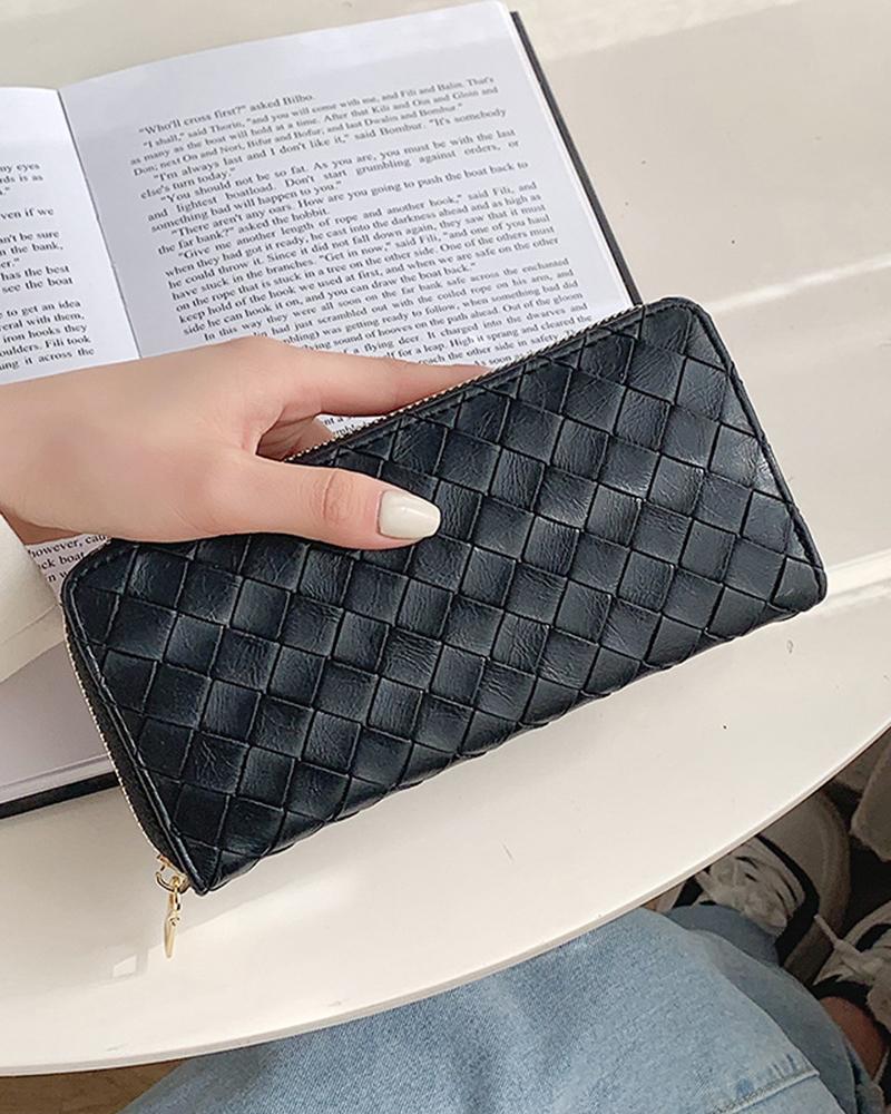 

Braided Zipper Design Coin Purse, Black