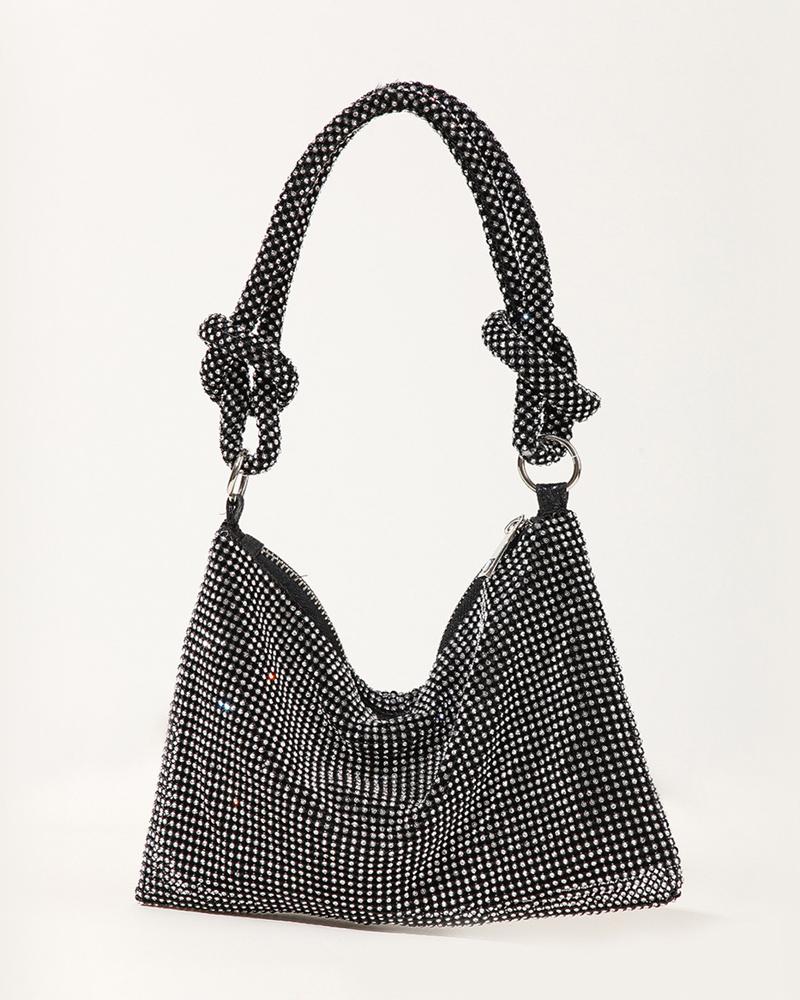 

Sparkling Rhinestone Decor Evening Bag, Black