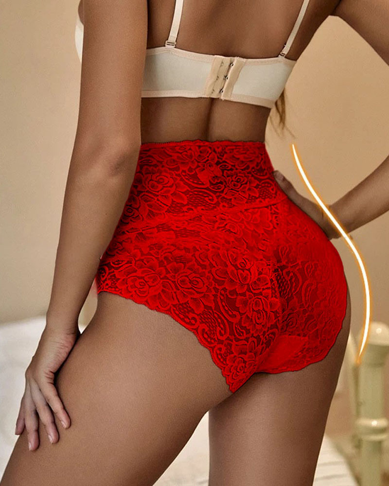 

Breathable Butt Lifting Lace Panty, Red