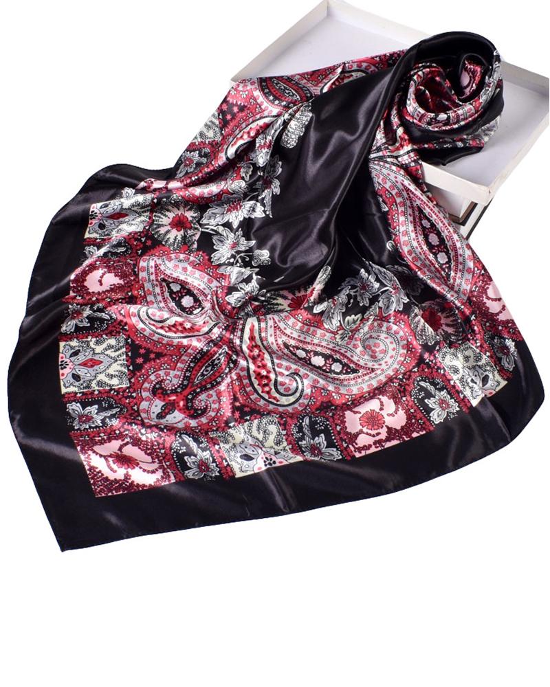 

Satin Paisley Print Vintage Square Scarf Headband, Style8