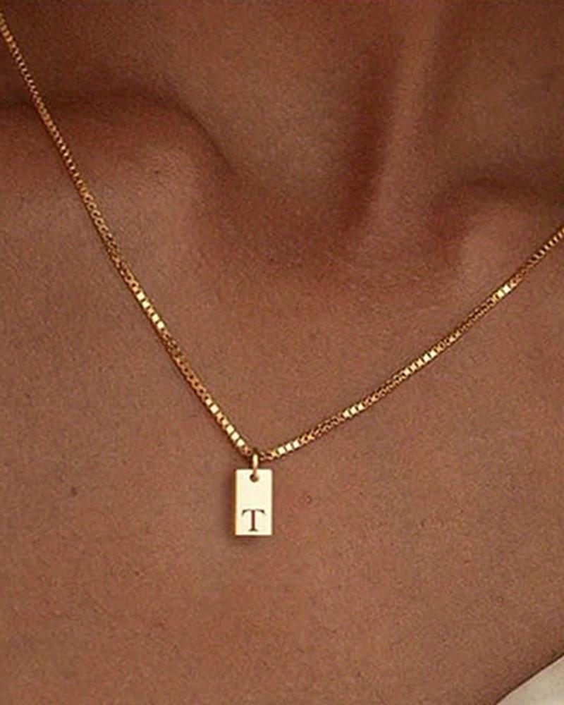 

1pc Alphabet Letter Engraved Pendent Necklace, Style20