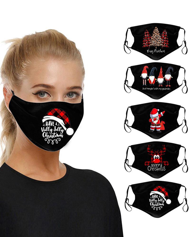 

5PCS/Set Christmas Print Breathable Face Mask, Multicolor