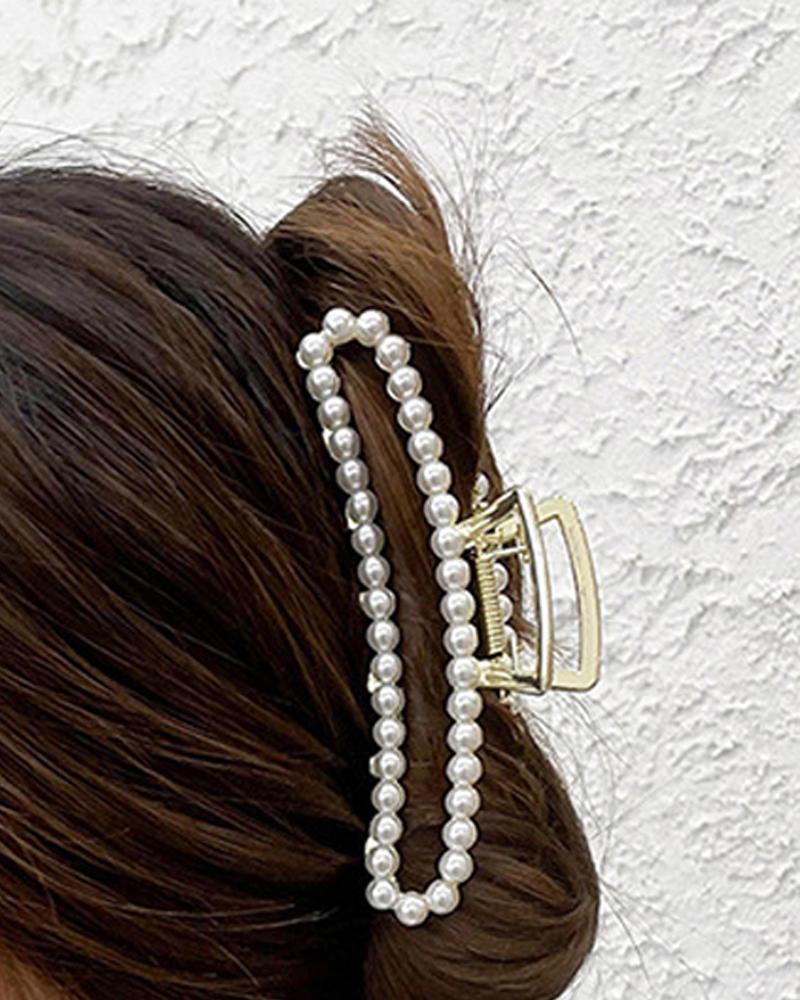 

1pc Pearls Decor Minimalist Hair Claw, Style4