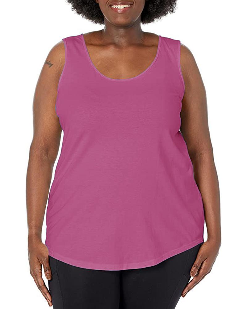 

Plus Size Round Neck Casual Tank Top, Purple