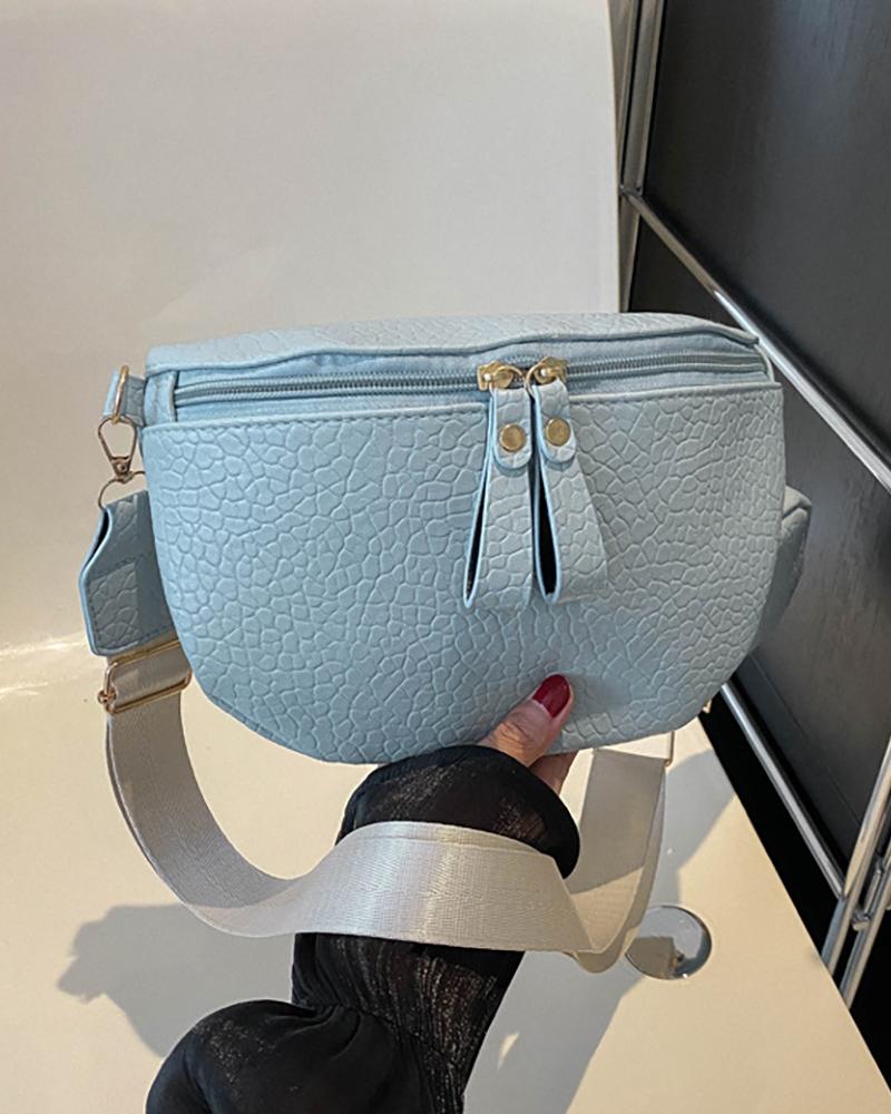 

Zipper Design Crossbody Bag With Coin Purse, Blue