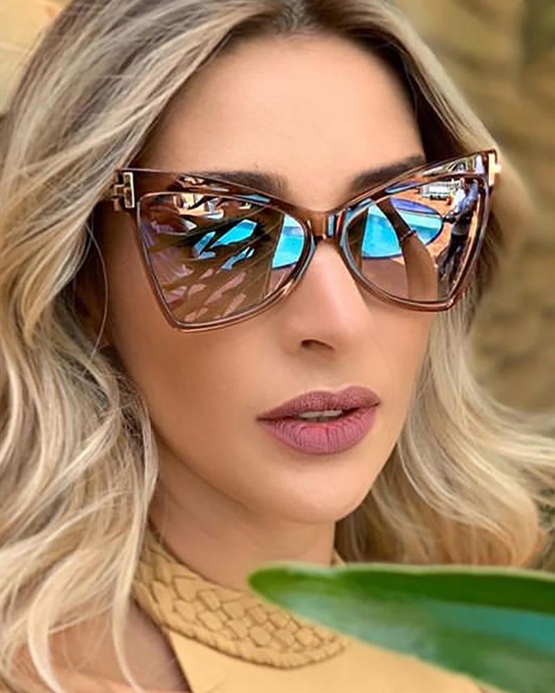 

1Pair Big Cat Eye Frame Vintage Sunglasses, Brown