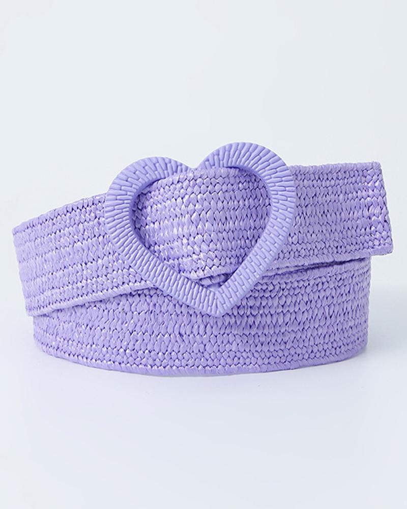 

1pc Braided Heart Buckle Belt, Purple
