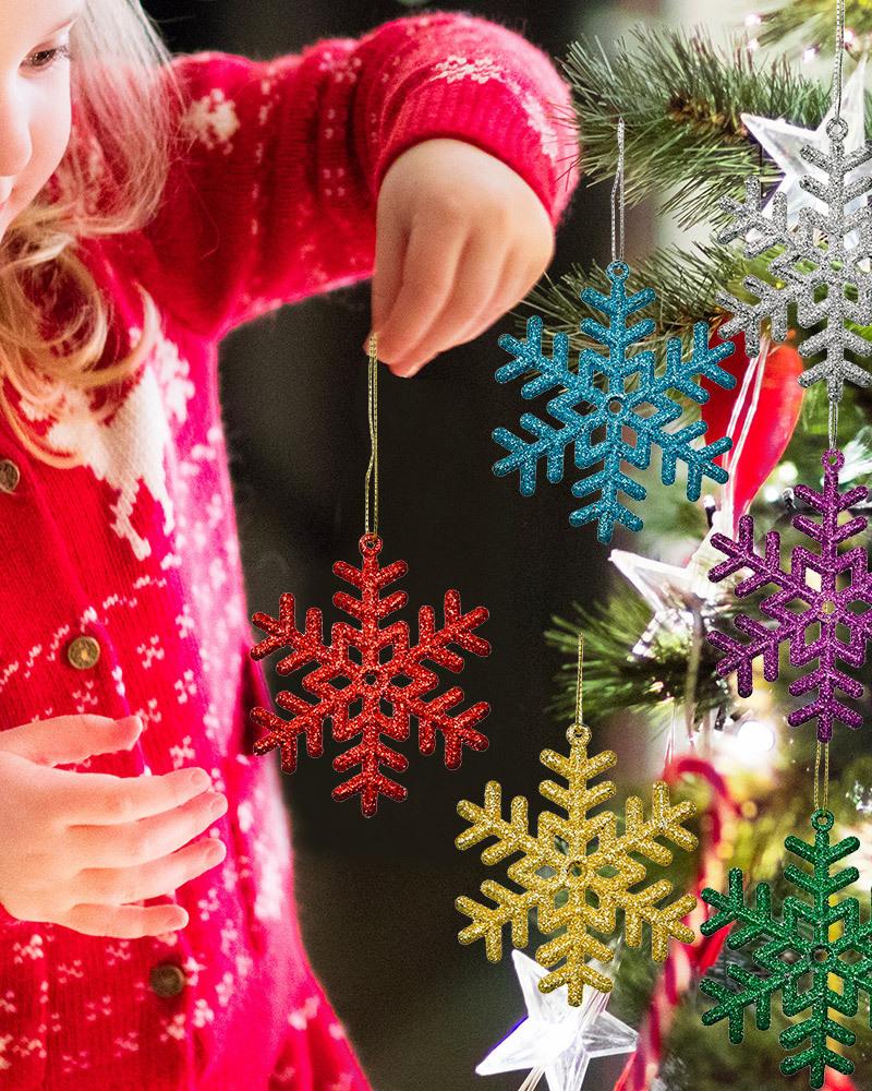 

6PCS/Set Christmas Glitter Snowflake Ornaments Christmas Tree Hanging Decorations Xmas Party Window Door Home Accessories, Multicolor