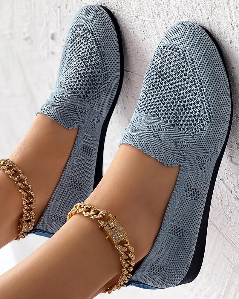 

Hollow Out Breathable Casual Loafers, Blue