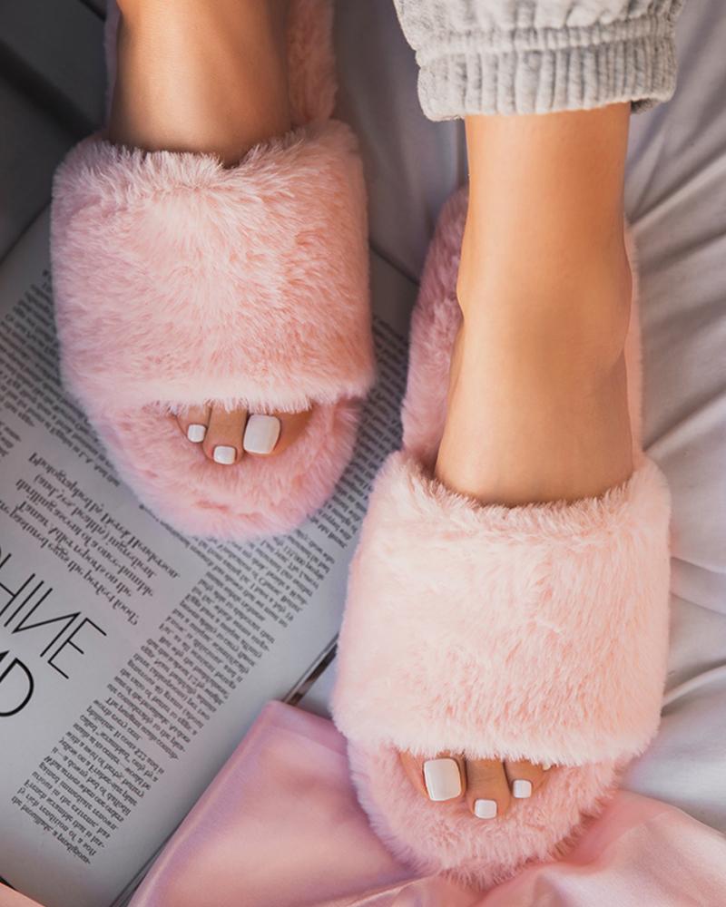 

Plain / Cheetan / Tie Dye Fluffy Slippers, Pink