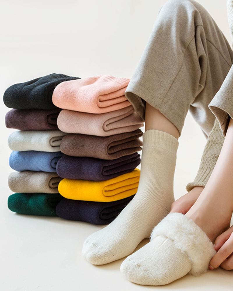 

1Pair Winter Fuzzy Thermal Crew Socks, Light gray