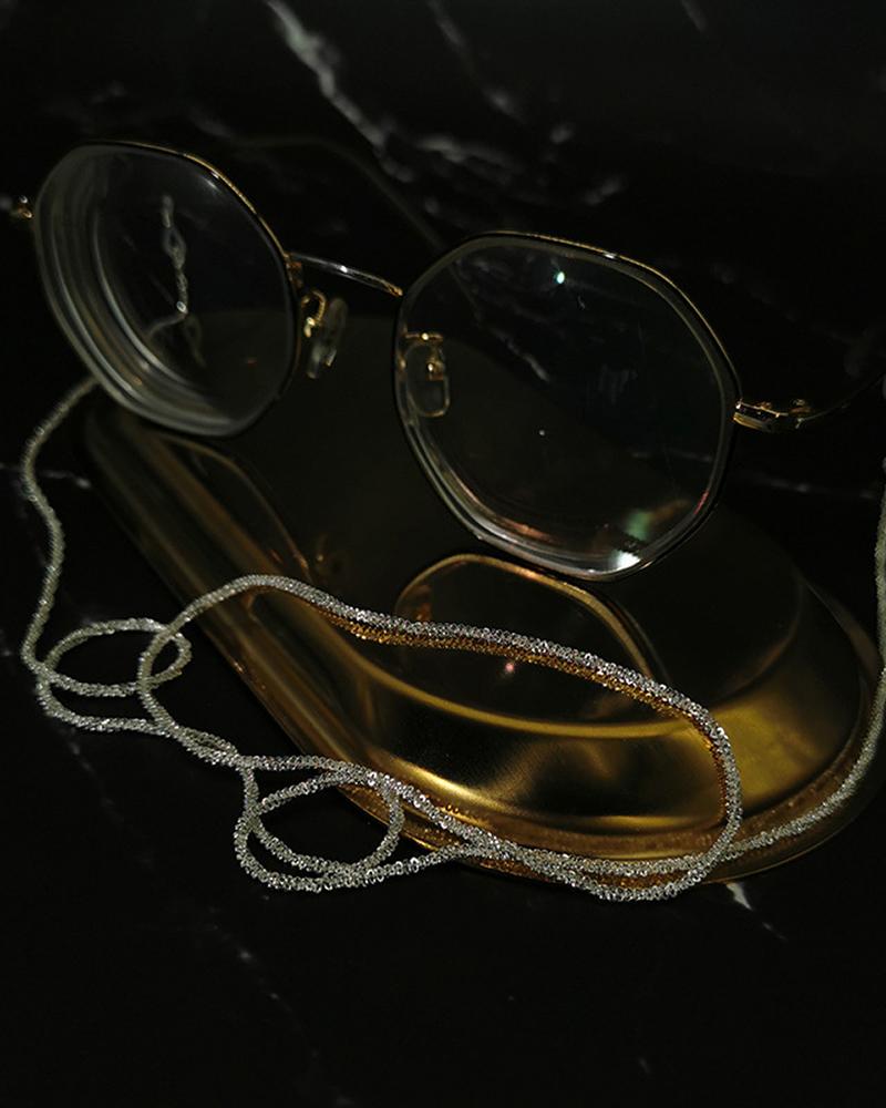

Sparkling Sunglasses Chain Strap Holder Mask Lanyard Necklace Eyewear Retainer, Silver