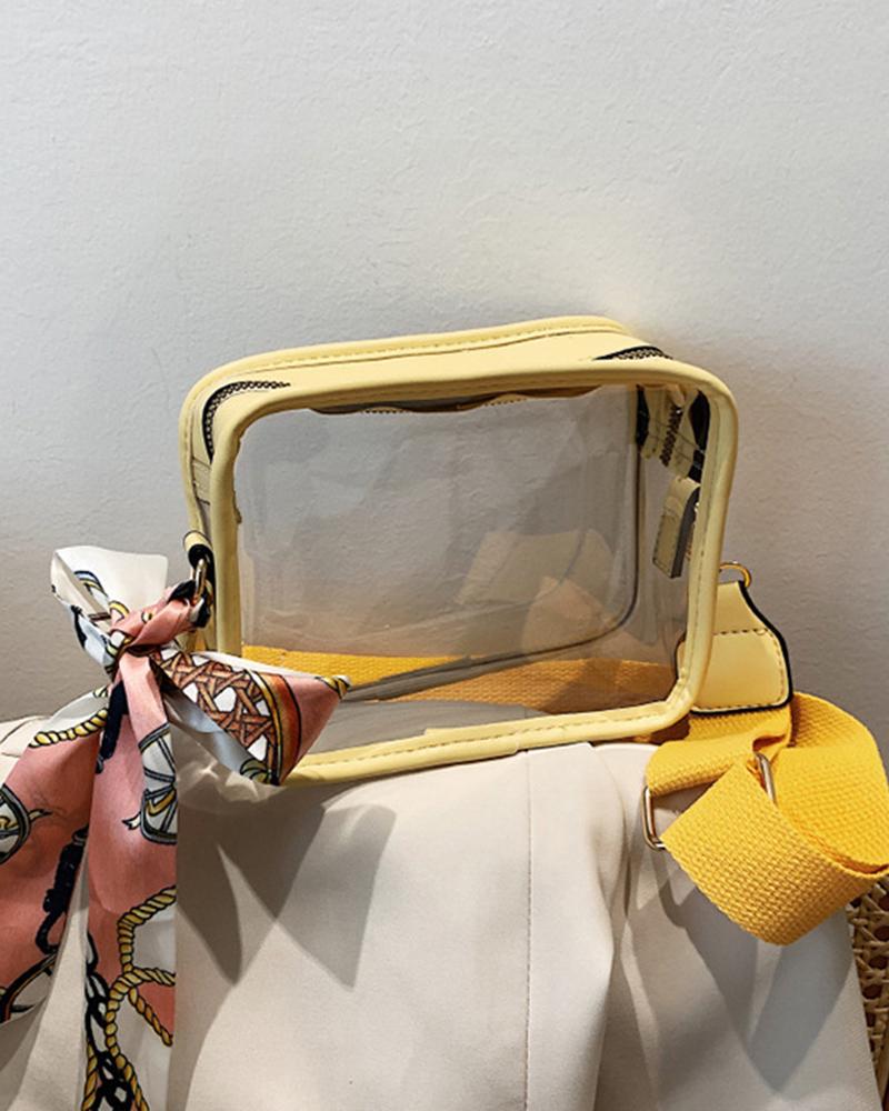 

Zipper Design Clear Square Crossbody Bag, Yellow
