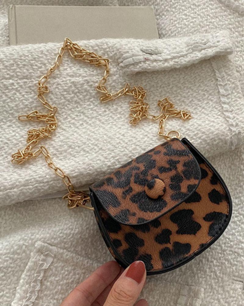 

Leopard Chain Strap Crossbody Bag