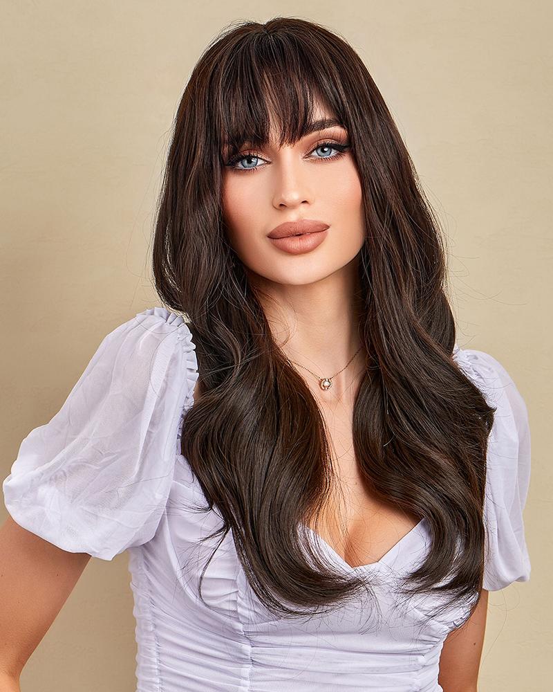 

Long Wavy Synthetic Hair Wig With Bangs, Style1