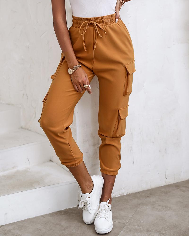 

Pantalon cargo à revers avec poche, Khaki