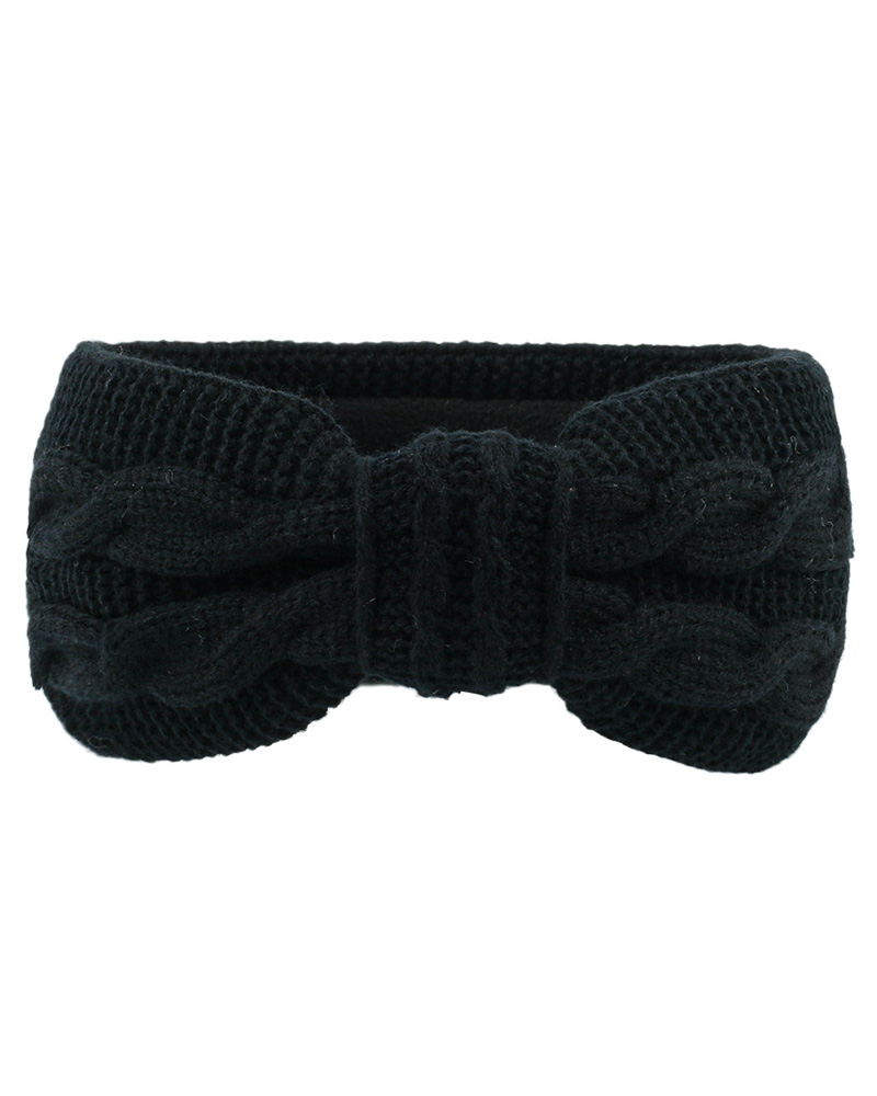 

Winter Ear Warmer Fleece Lined Headband Crochet Cable Knit Head Wrap Ear Band Covers Christmas Gift, Black