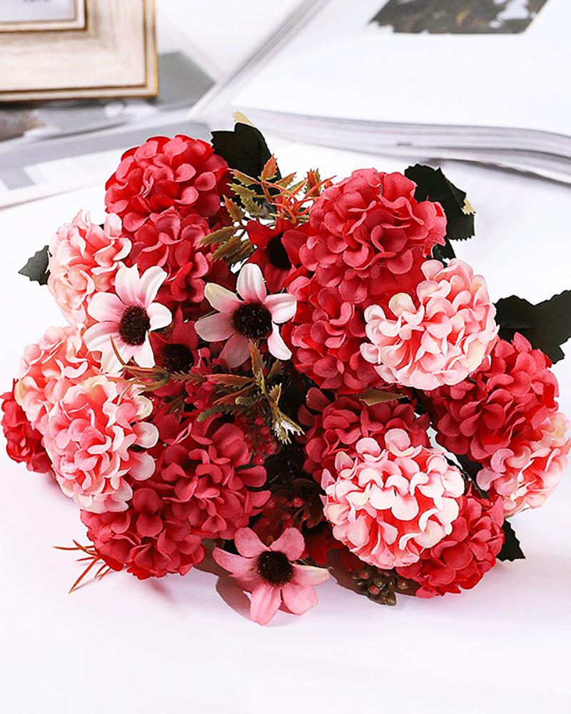 

Artificial Hydrangea Mixed Flowers Silk Bouquet Wedding Party Home Decor, Wine red