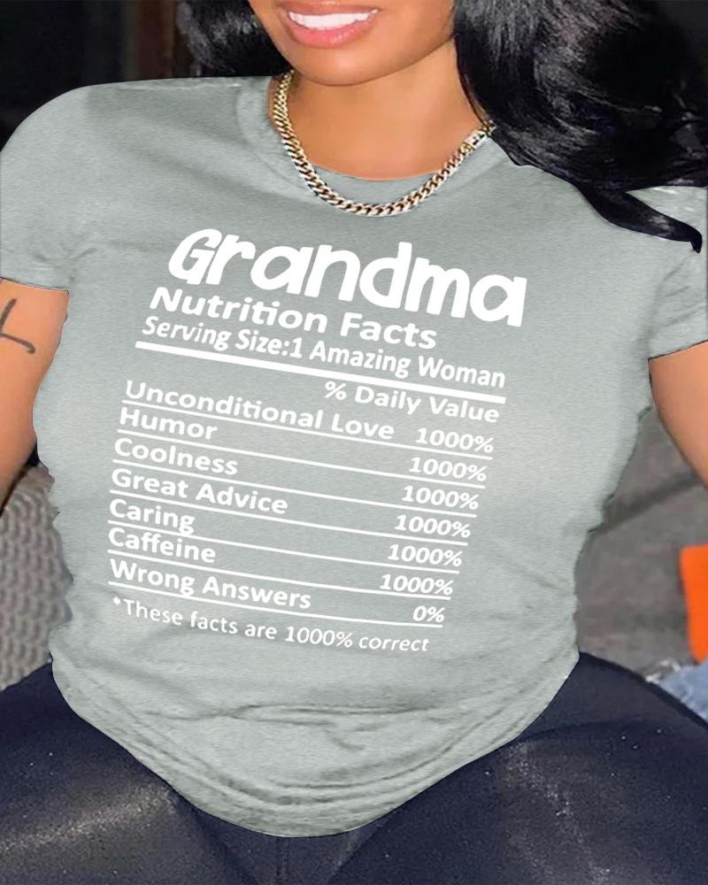 

Plus Size Letter Print Casual T-shirt, Gray