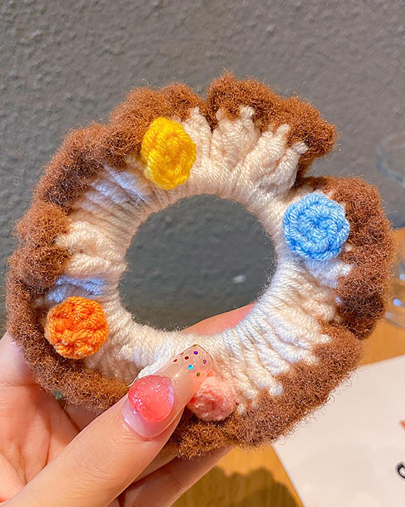 

Floral Decor Knit Scrunchie, Brown