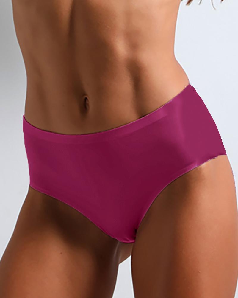 

Ice Silk Crochet Lace Trim Panties, Wine red