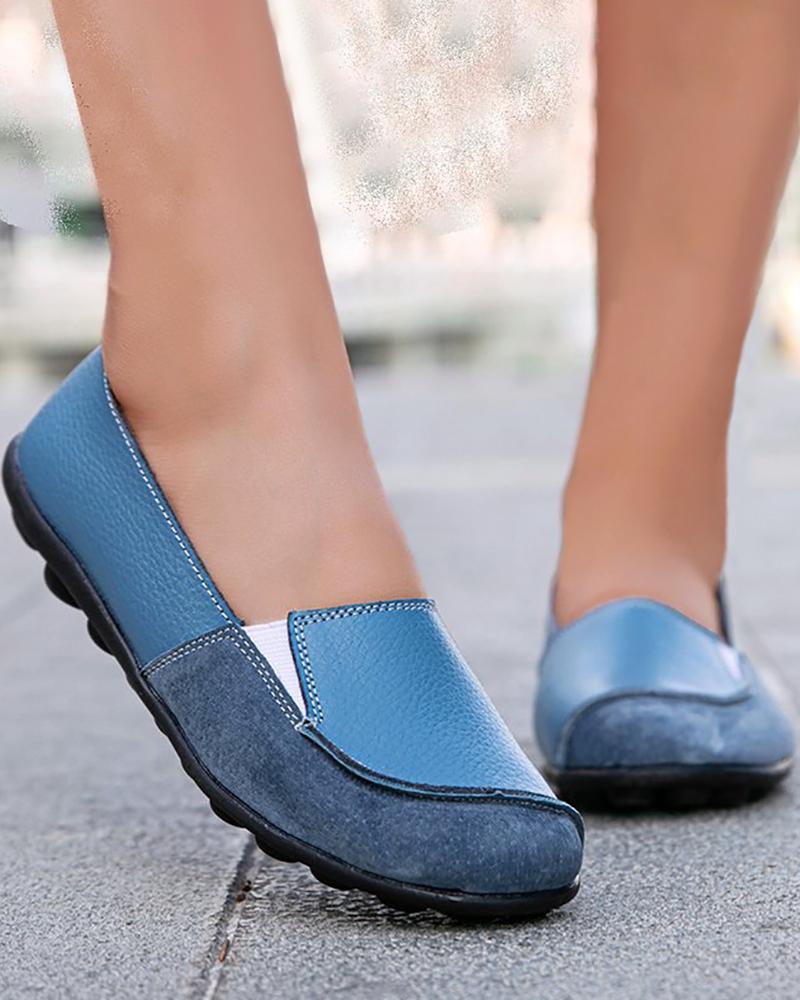 

Colorblock Slip On Loafers, Blue