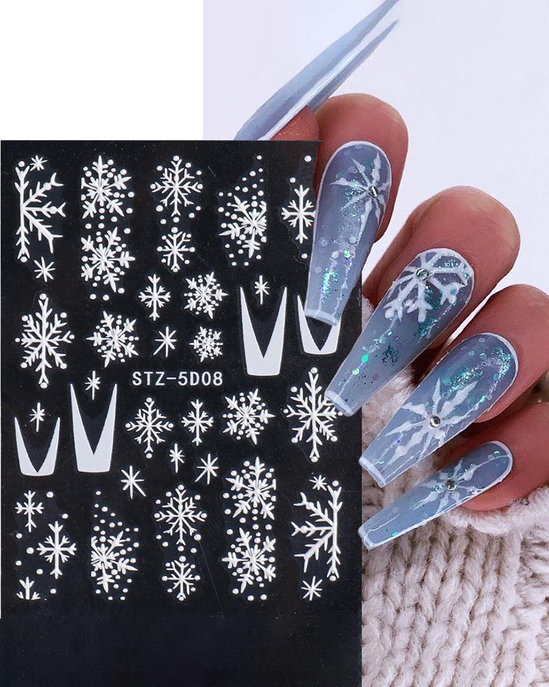 

1Sheet Christmas 5D Snowflake Nail Art Stickers, Style7