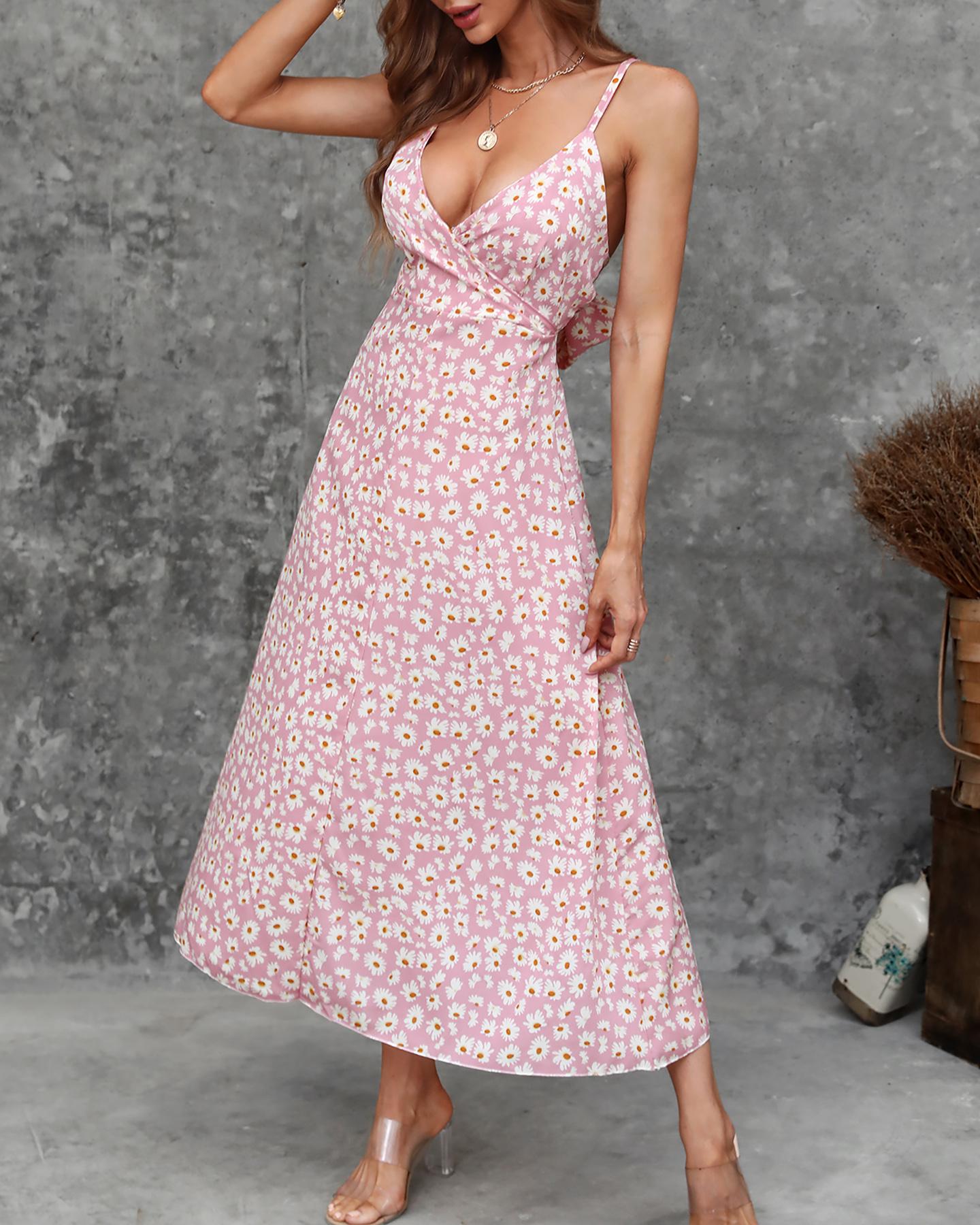 

Criiss Cross Back Midi Dress, Pink