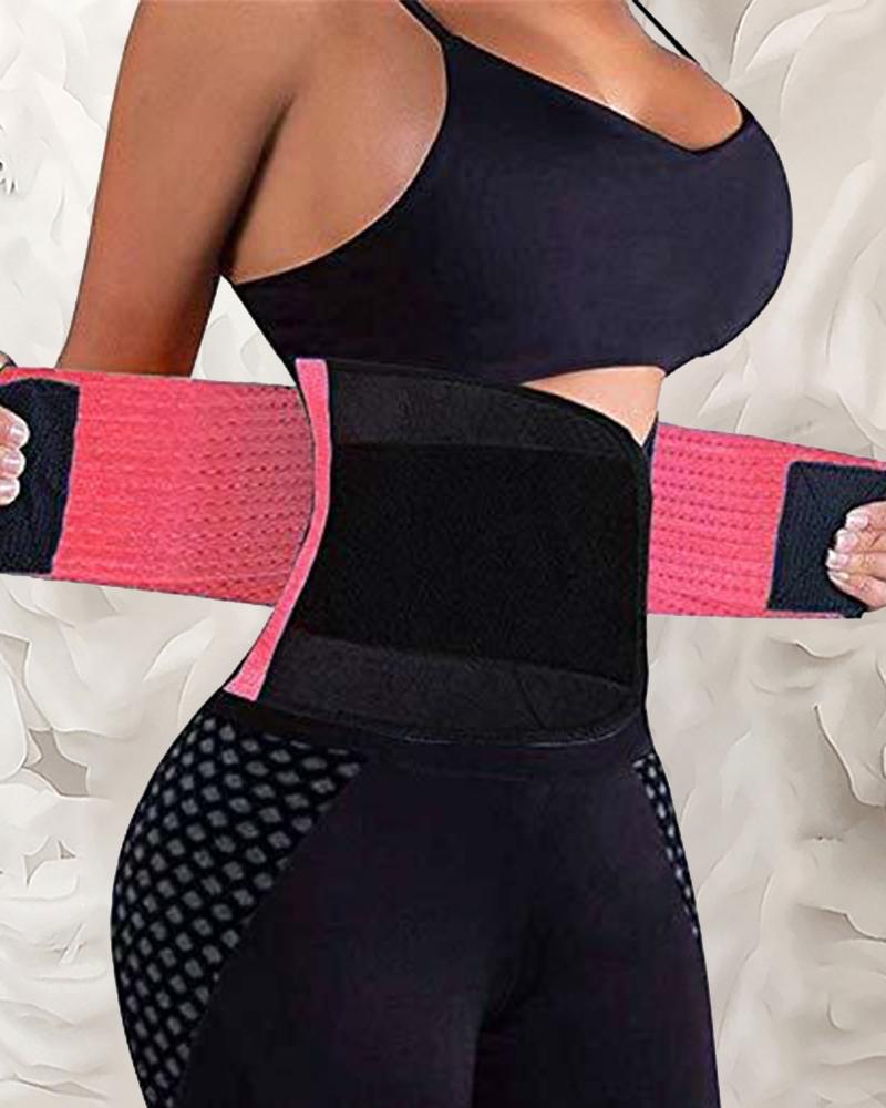 

Colorblock High Elastic Skinny Sporty Corset, Pink