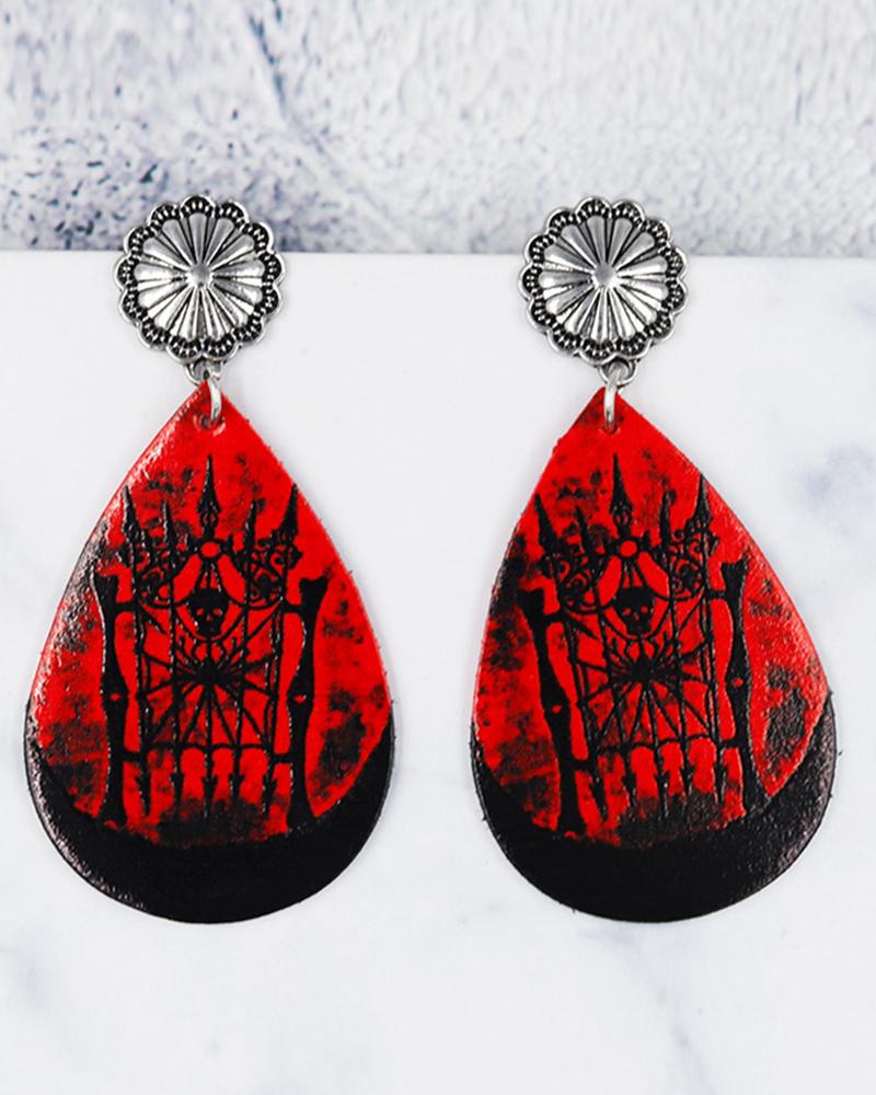 

1Pair Halloween Scary Print Drop Earrings, Style2